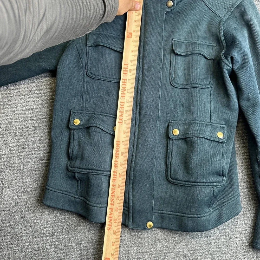 Patagonia Jacket Womens Small Green Cotton Knit Utility Field Full Zip Pockets